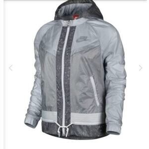 Nike Windbreaker Windrunner Splatter WMNS XL Zip Up Hoodie Jacket Gray/Black